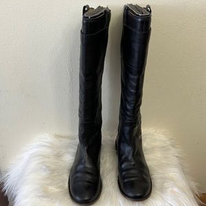 Frye Womens Black Leather Paige Tall Riding Boots Pull On Size 8B